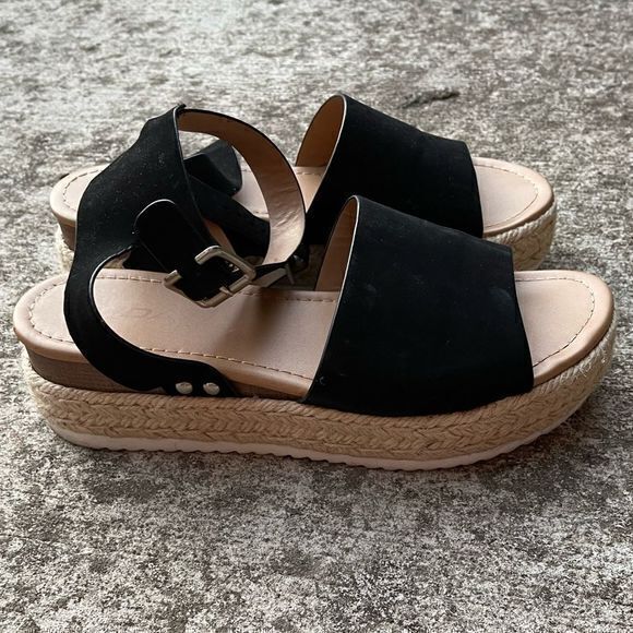 Soda Women's Topic Espadrille Platform Sandals Open Toe Ankle Strap Black Size 9 - Picture 4 of 7
